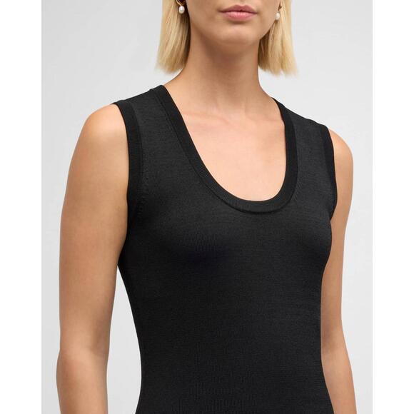 NEW, St.John Santiago Knit Scoop-Neck Sleeveless Dress in Black Size L #MD1100 - Picture 2 of 10